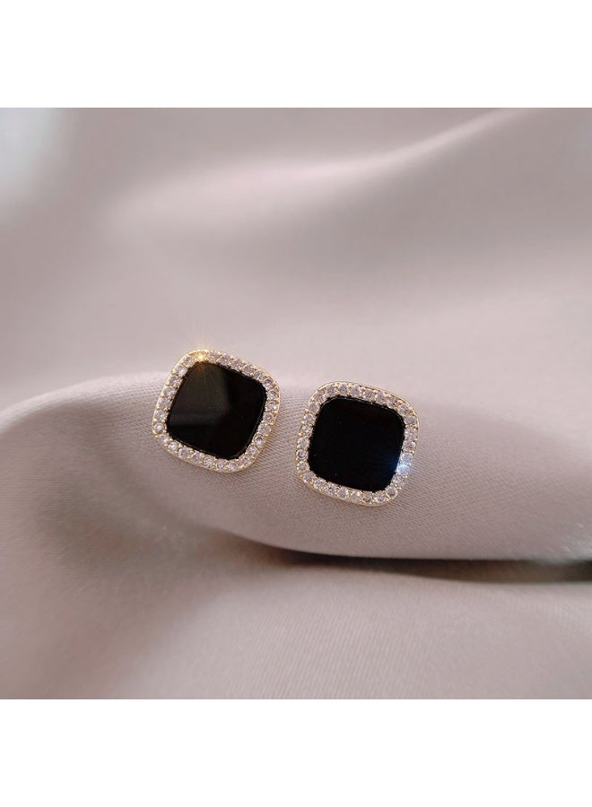Ucanbe Women’s Square Crystal Stud Earrings with 925 Silver Posts | Minimalist Vintage Style - Image 1